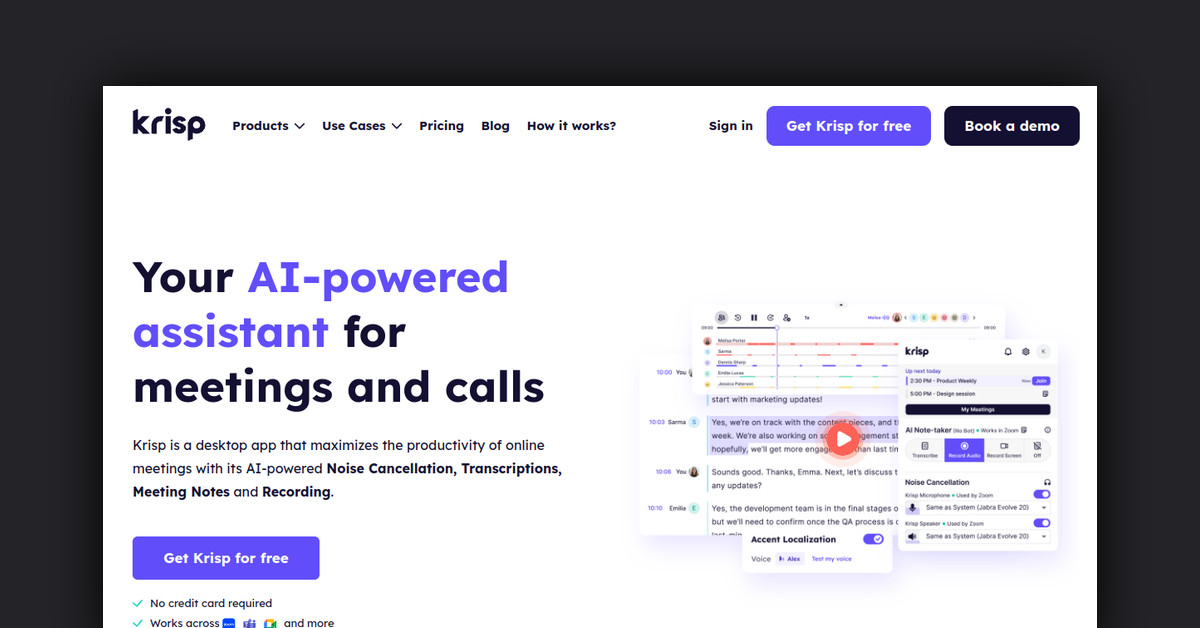 Krisp AI Meeting Assistant Showcase
