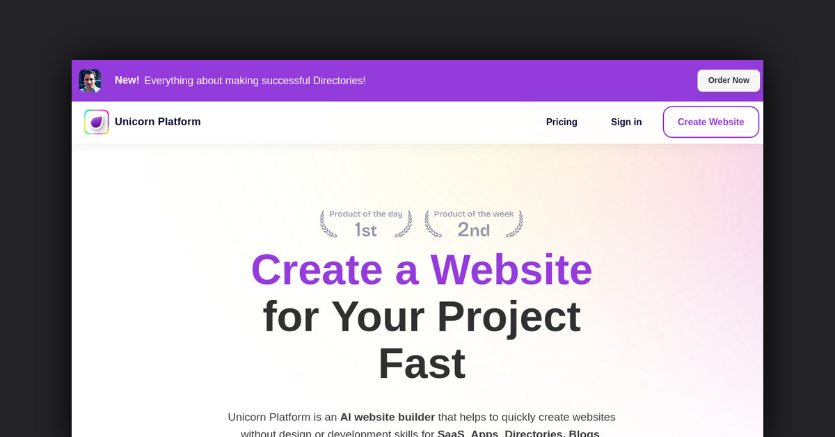 Unicorn Platform Showcase