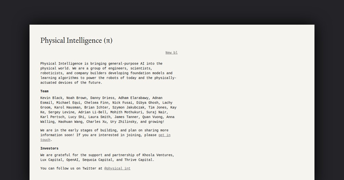 Physical Intelligence Showcase