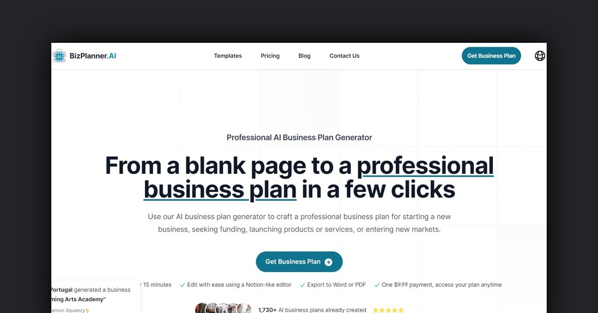 BizPlanner AI Showcase