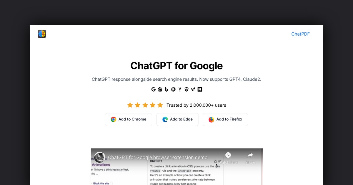 ChatGPT for Google Showcase