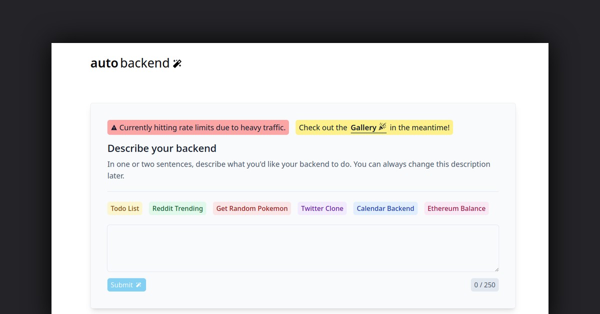 Auto Backend Showcase