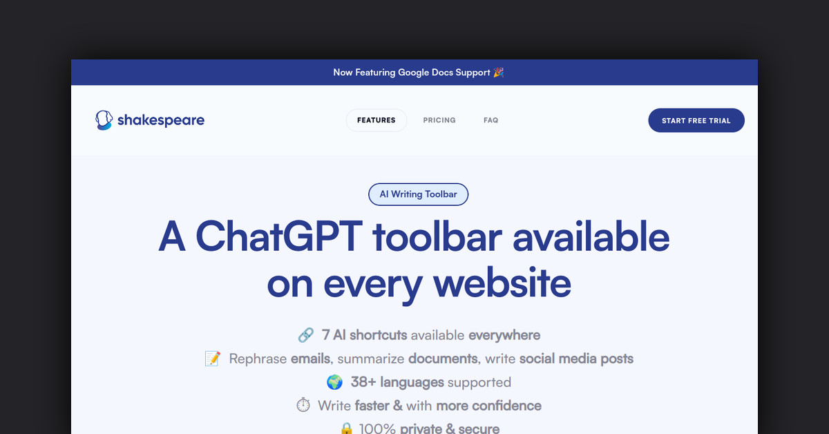 Shakespeare AI Toolbar Showcase