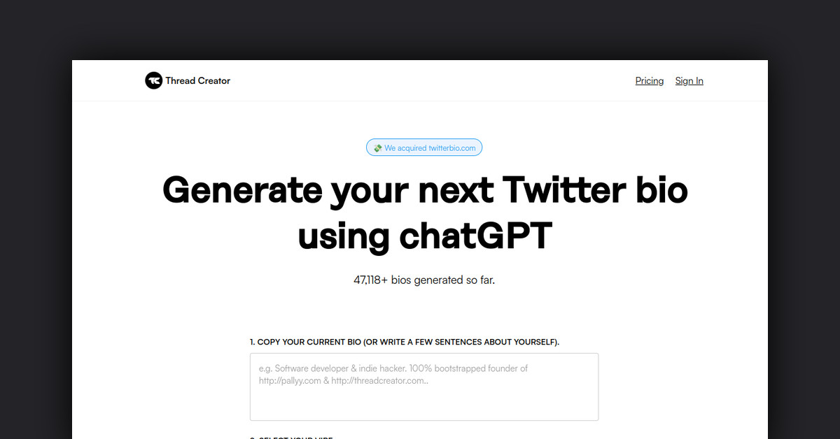 Twitter Bio Generator Showcase