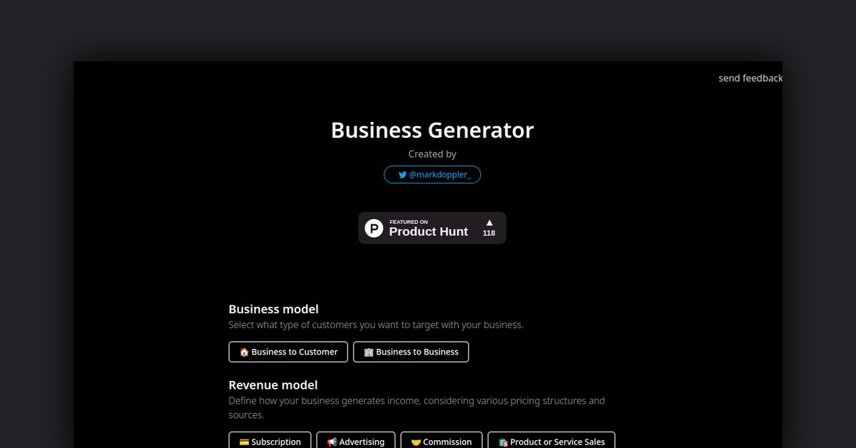 Business Idea Generator AI Showcase