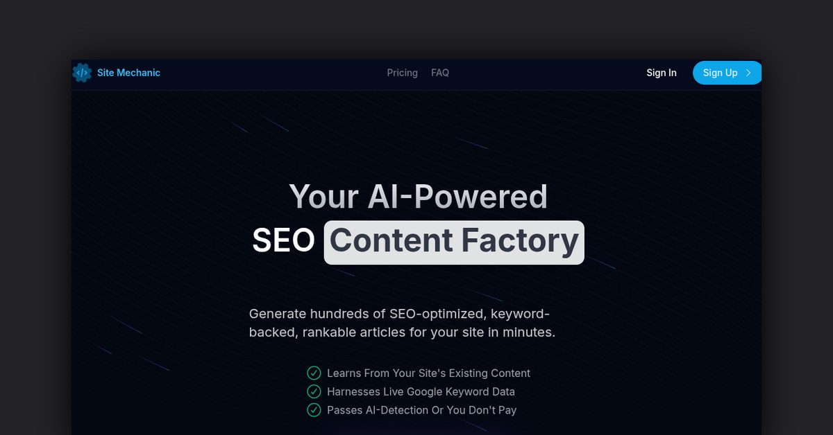 Site Mechanic Showcase