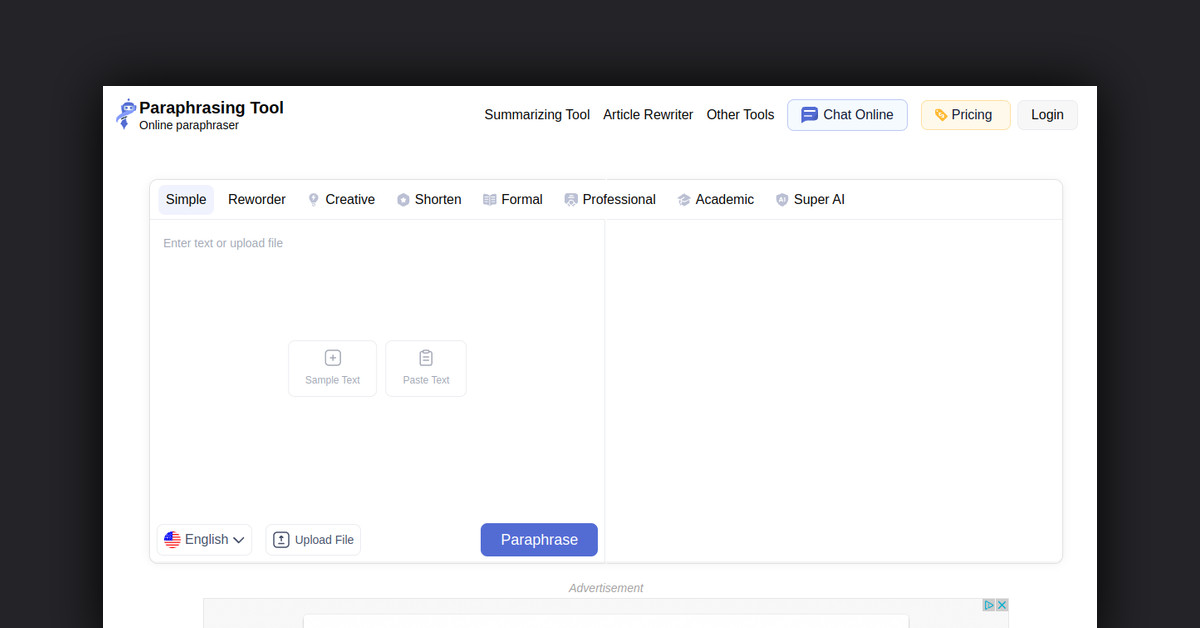 Free Paraphrasing Tool Showcase