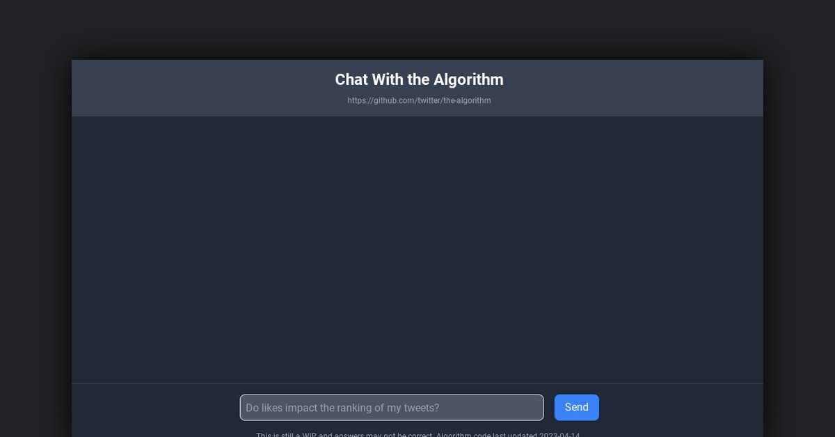 Twitter Algorithm Chatbot Showcase