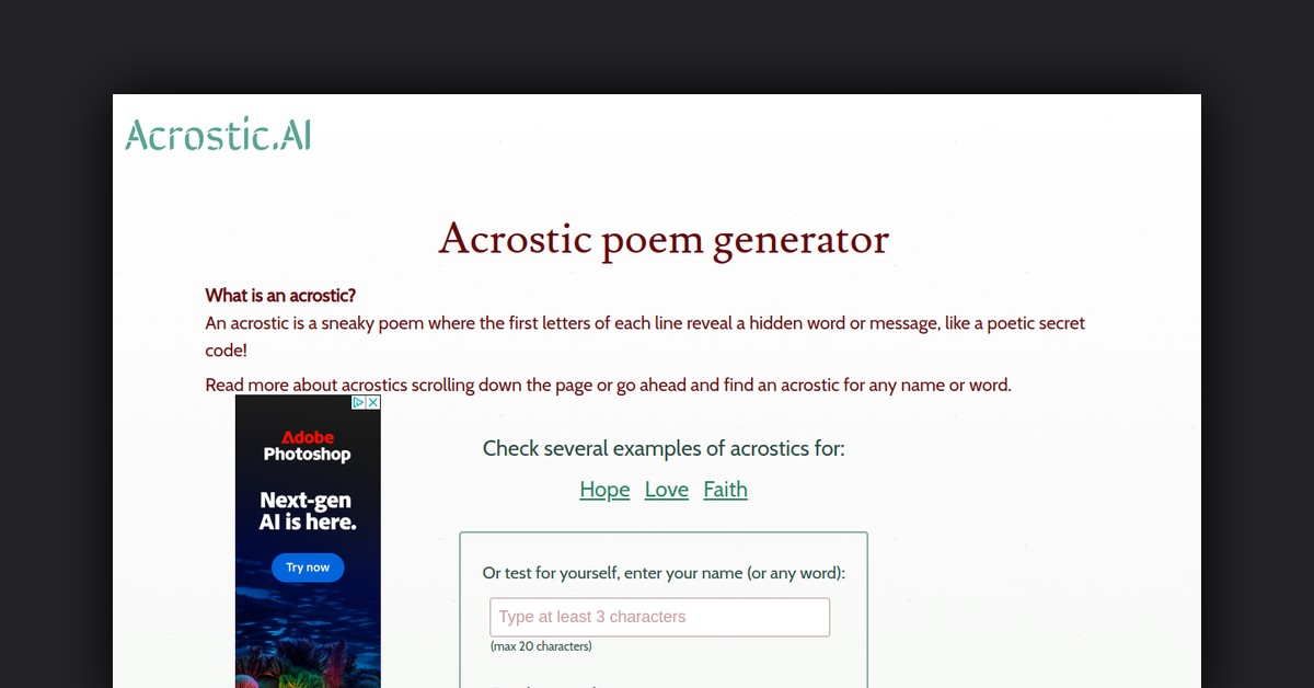 Acrostic AI Showcase