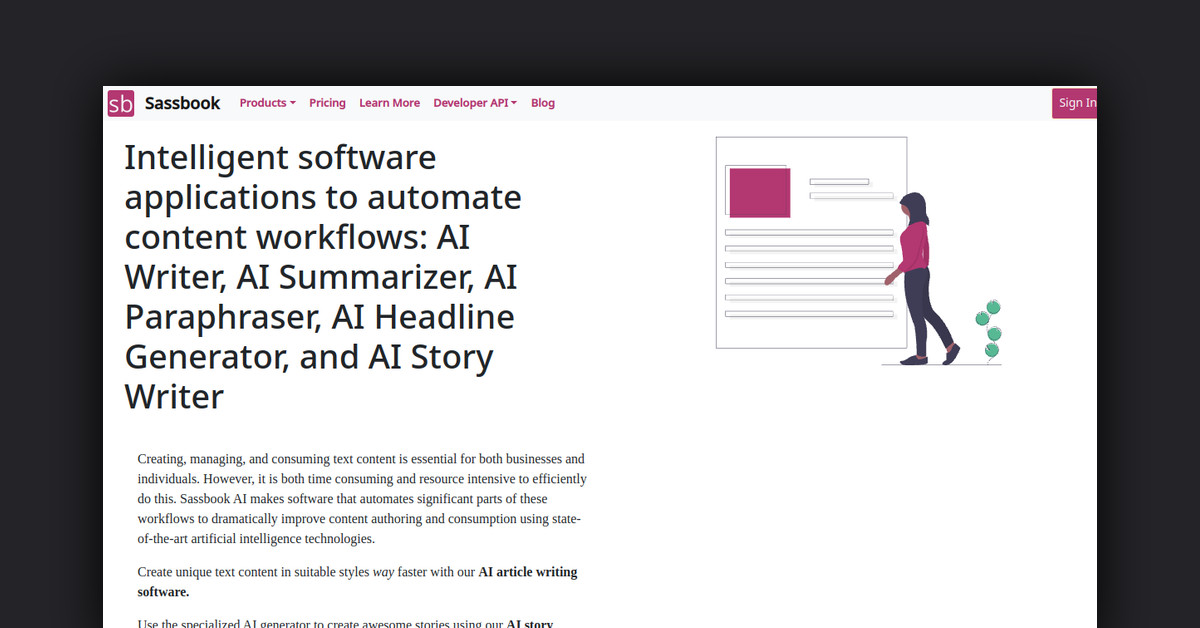 Sassbook AI Writer Showcase
