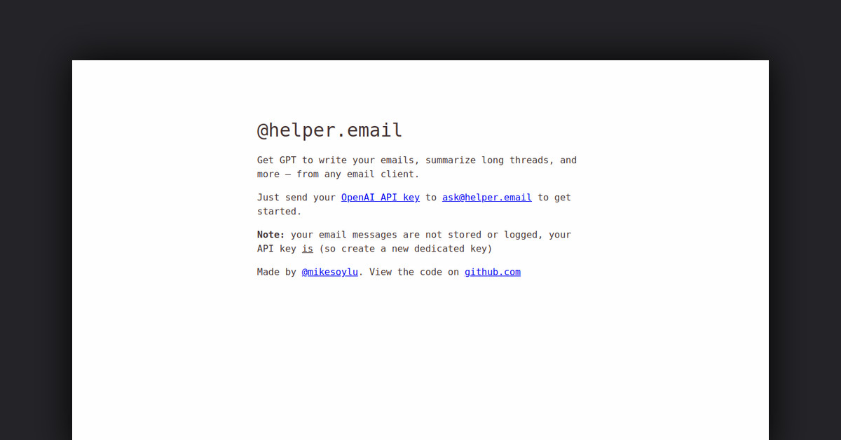 helper.email Showcase
