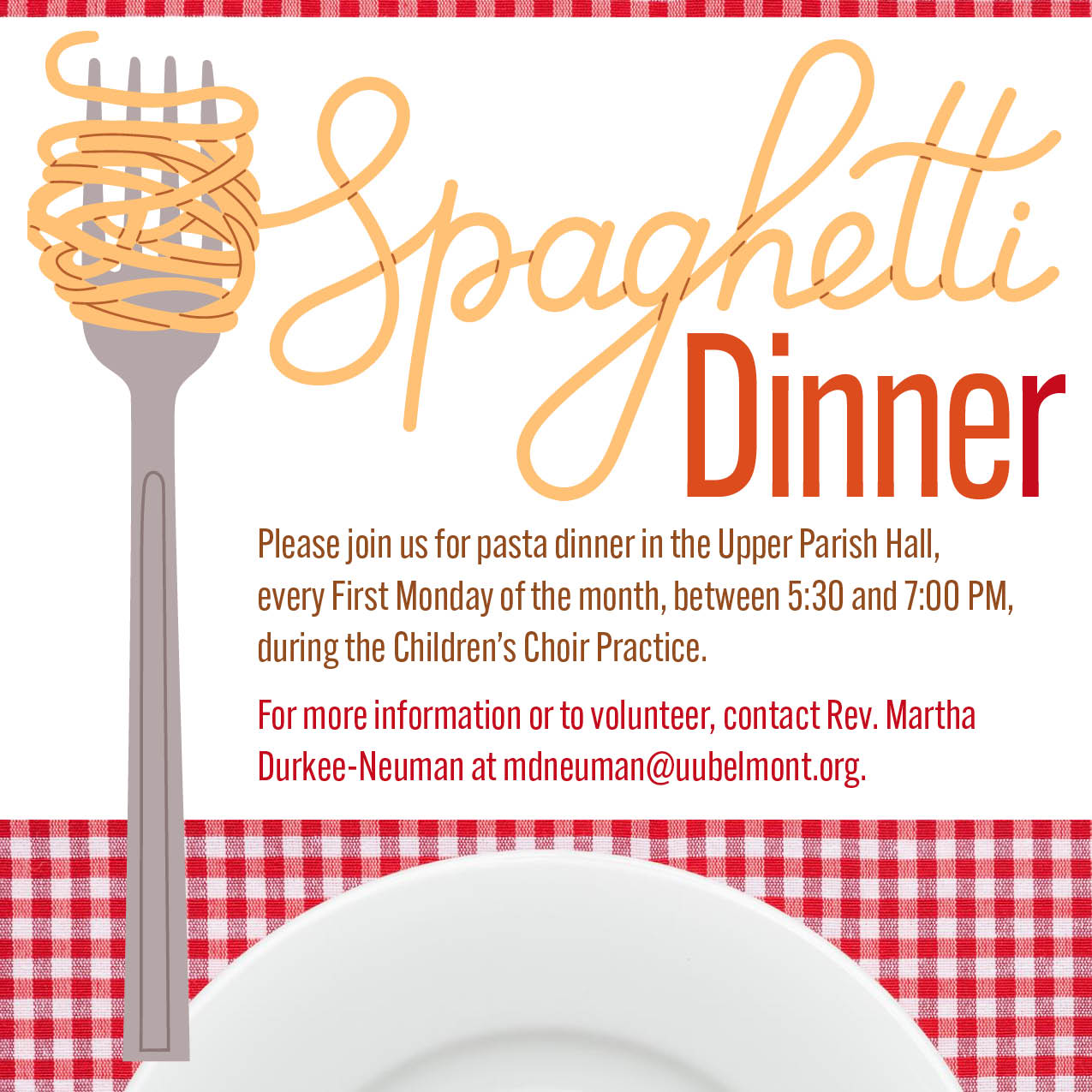 The Welcome Table: A Monthly Drop-In Spaghetti Dinner | Kitchen