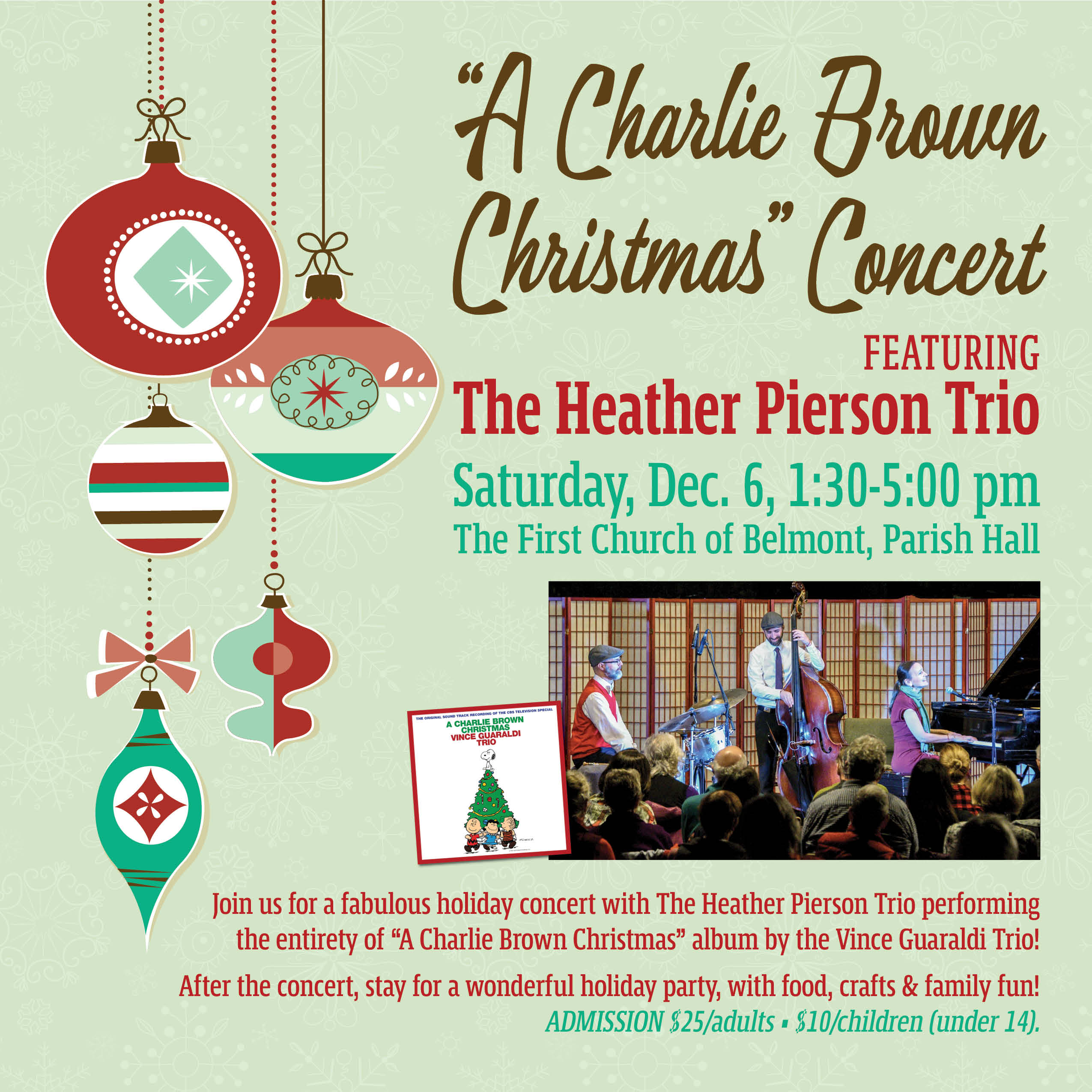 A Charlie Brown Christmas Concert and Family Holiday PartySat, Dec 6 · Parish Hall