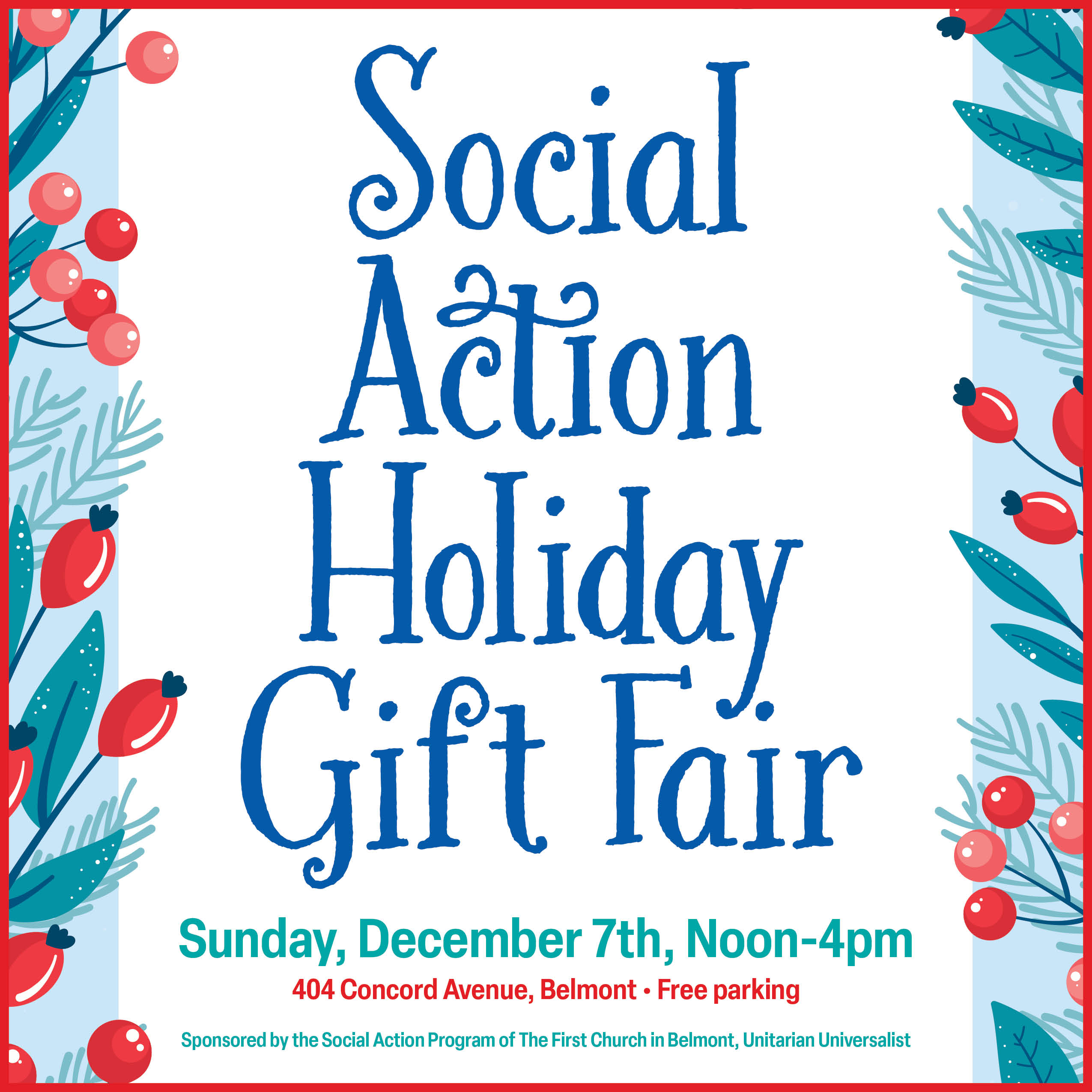 Social Action Holiday Gift FairSun, Dec 7 · Parish Hall